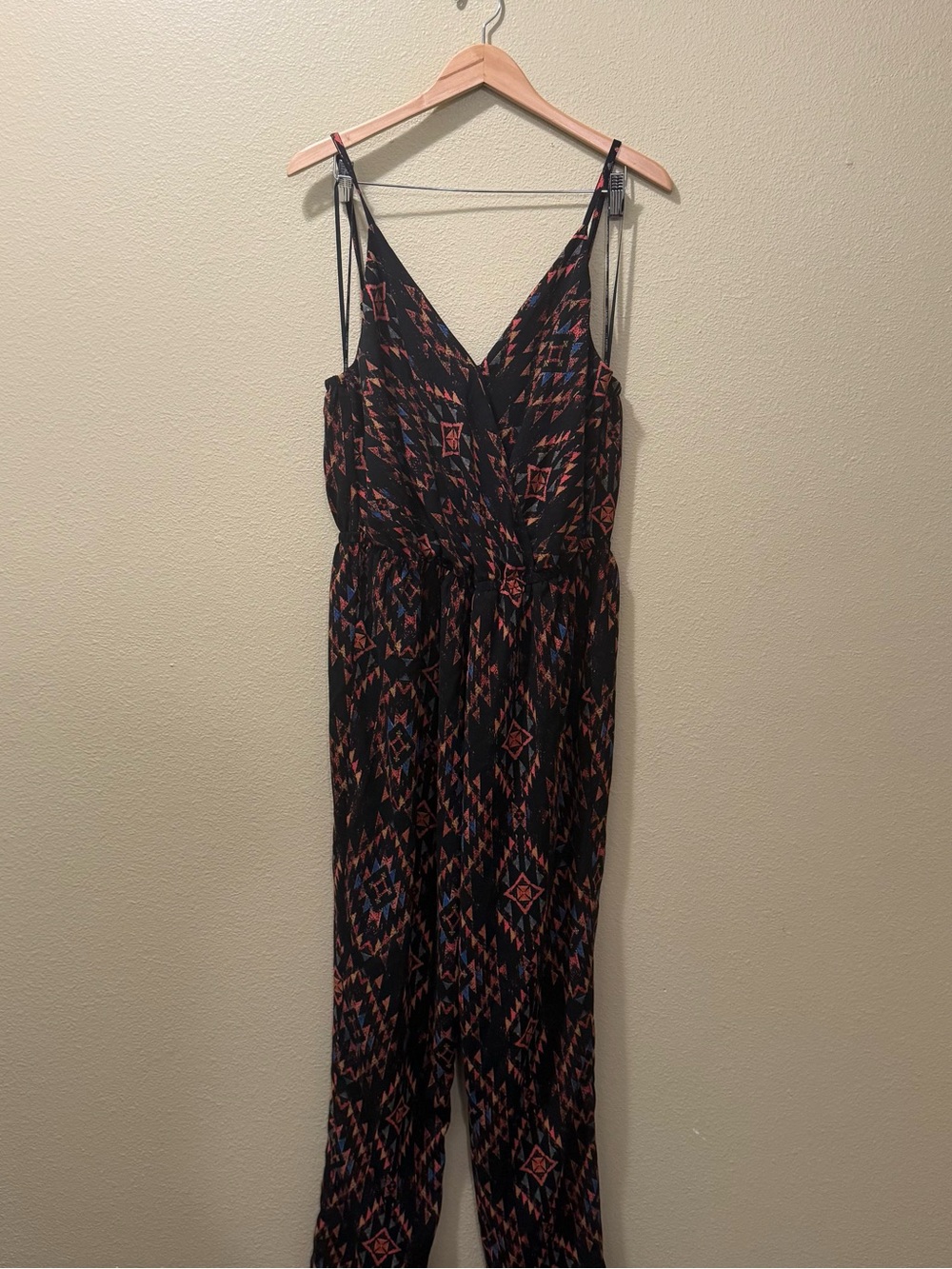 Women’s 1X Forever 21+ Black Multicolor Aztec Print Sleeveless Loose Jumpsuit